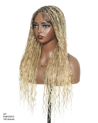 Coco - Glueless Human Hair Braided Wig Pre Cut HD Full Elastic Lace Free Part Ready-To-Go (Lace Not Hand Tied)