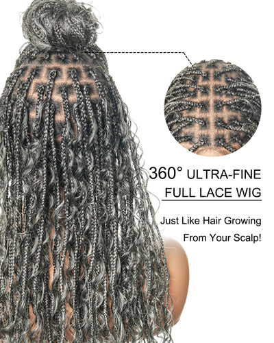 Coco - Glueless Human Hair Braided Wig Pre Cut HD Full Elastic Lace Free Part Ready-To-Go (Lace Not Hand Tied)