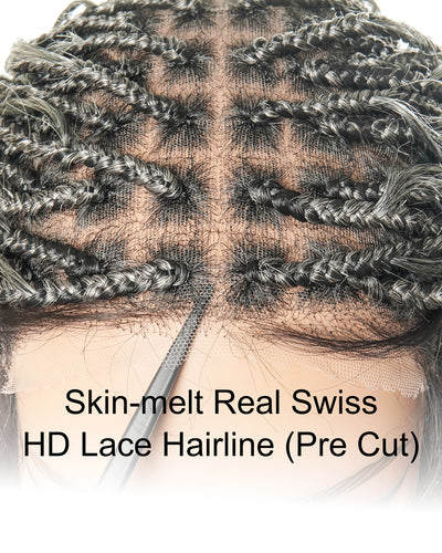 Coco - Glueless Human Hair Braided Wig Pre Cut HD Full Elastic Lace Free Part Ready-To-Go (Lace Not Hand Tied)
