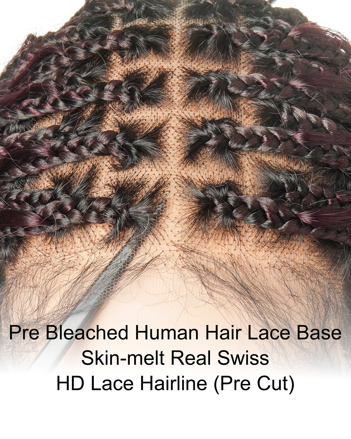 Dark Burgundy 99J Pre Bleached HD Full Lace Human Hair Boho Curls Boho Box Braided Wig 100 Strands