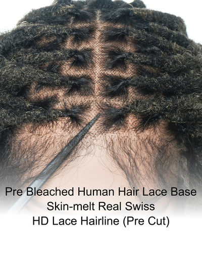 18" Soft And Distressed Faux Locs Pre Bleached Swiss HD Full Lace Wig