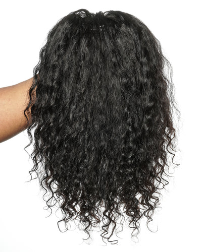 Braided Half Wig with Human Hair Boho Curls