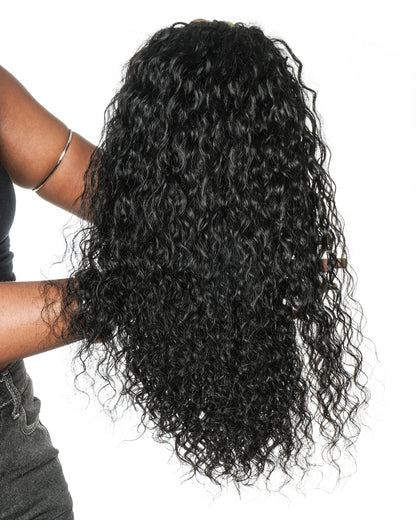 100% Human Hair All In One Half Wig 180% Density Deep Wave Curls