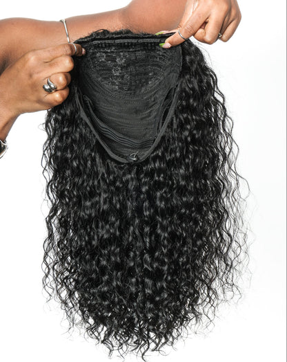 100% Human Hair All In One Half Wig 180% Density Deep Wave Curls