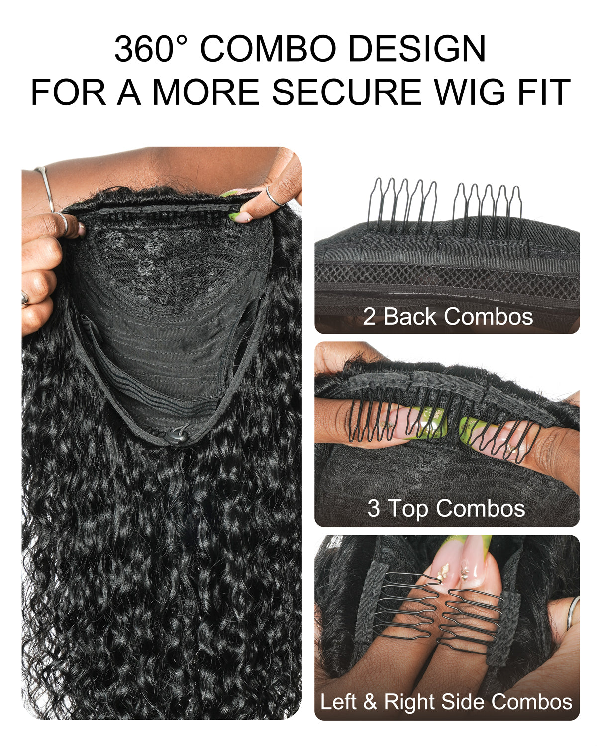 100% Human Hair All In One Half Wig 180% Density Deep Wave Curls