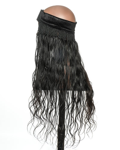 26" Glueless Boho Braids Band with Human Hair Body Wave Curls (Single Braid 22")