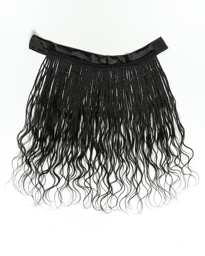 Black wavy hair extension on a white background