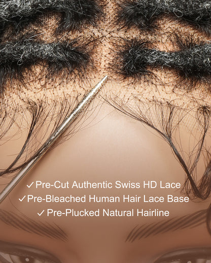 12" Salon Level Dreadlock 100% Human Hair Pre Bleached Swiss HD Full Lace Wig (Single braid is 6.5"-8.2")