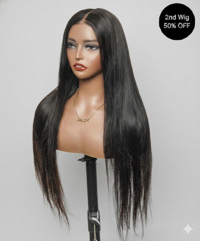 Glamvivi 28" Pre Bleached Glueless 100% Virgin Human Hair HD Lace Straight Wear-to-Go Wig (for US Market Only)