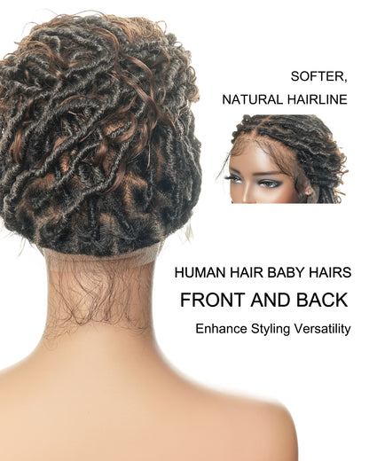 Dark Brown #4 Hair Roots - Pre Bleached Human Hair Lace & Human Hair Boho Locs Wig 24"