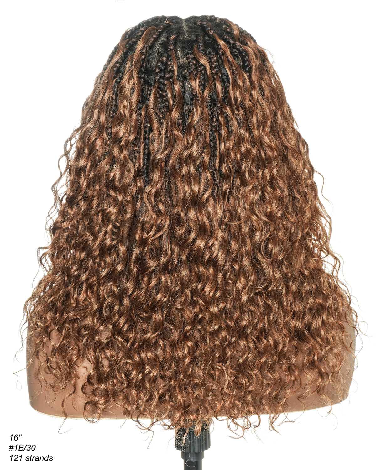 18" Pre Bleached HD Full Lace Human Hair Curly Wave Boho Box Braided Wig