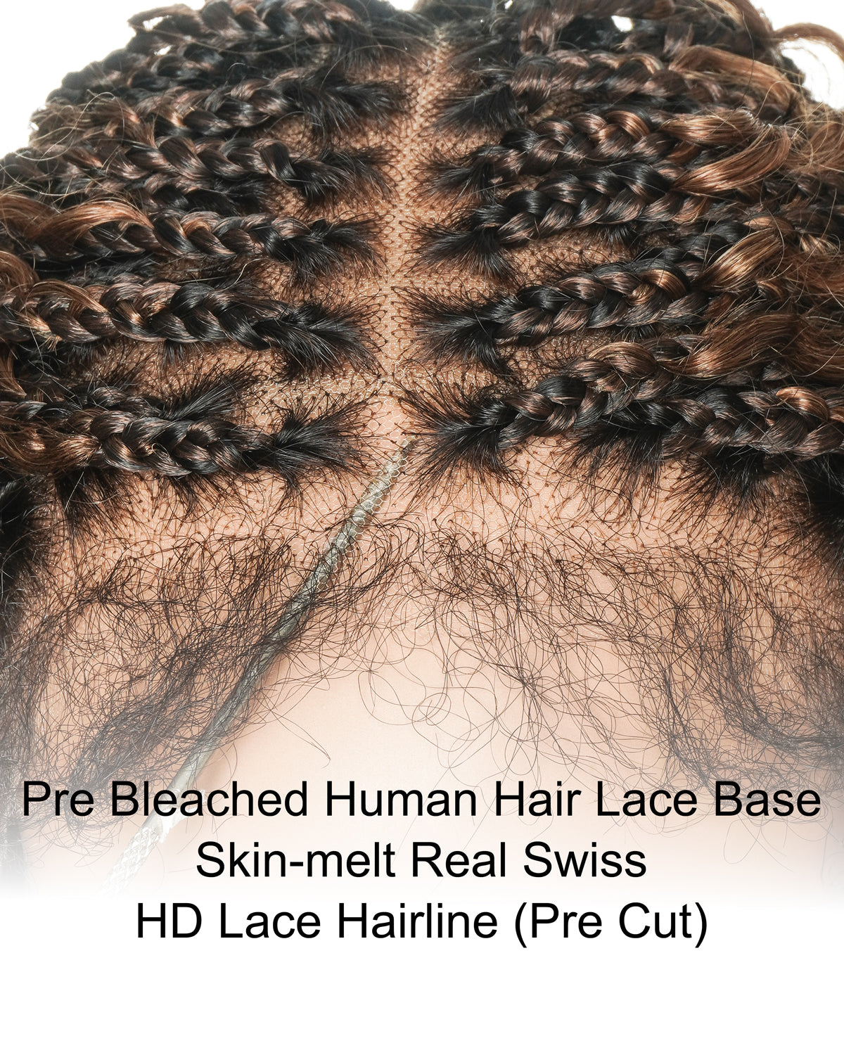 18" Pre Bleached HD Full Lace Human Hair Curly Wave Boho Box Braided Wig