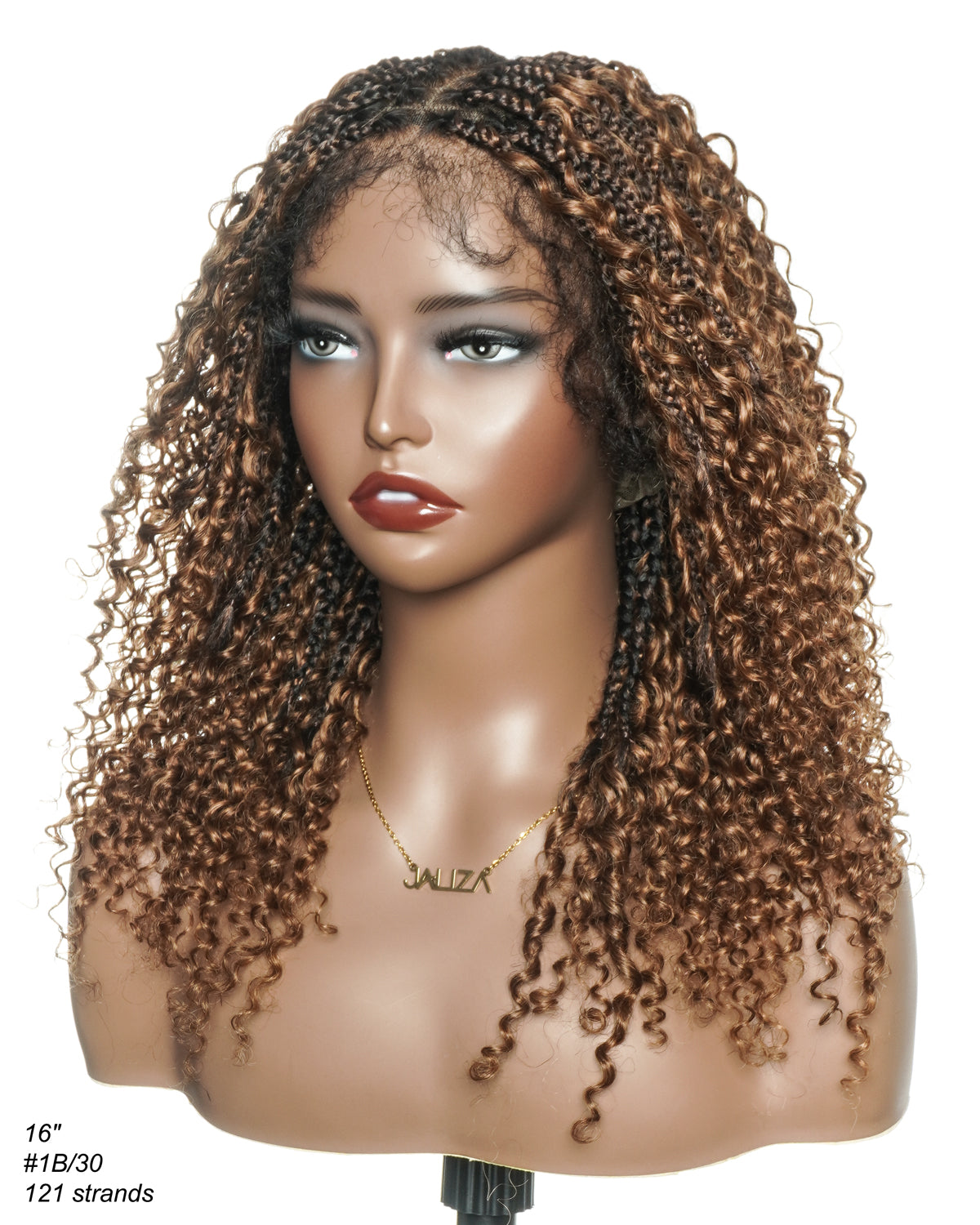 18" Pre Bleached HD Full Lace Human Hair Curly Wave Boho Box Braided Wig