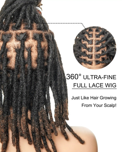 12" Salon Level Dreadlock 100% Human Hair Pre Bleached HD Full Lace Wig