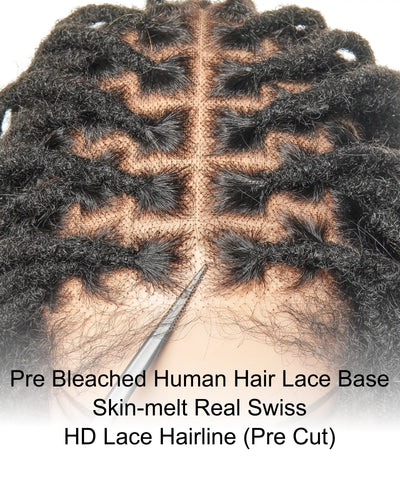 12" Salon Level Dreadlock 100% Human Hair Pre Bleached Swiss HD Full Lace Wig (Single braid is 6.5"-8.2")