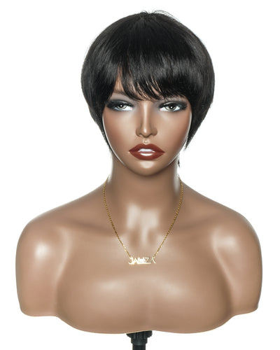 Glueless 100% Human Hair Short Wig Pixie Cut Ultra Comfort For Sensitive Scalps