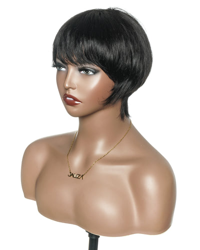 Glueless 100% Human Hair Short Wig Pixie Cut Ultra Comfort For Sensitive Scalps