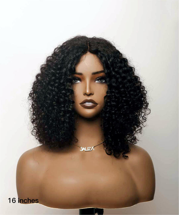 Jaliza 16" Glueless Afro Curly Virgin Hair Invisible Lace Bob Wig