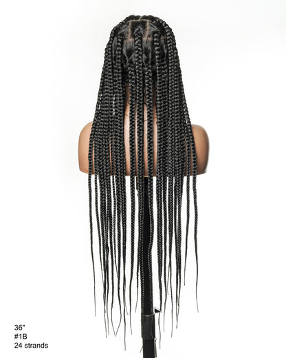 Knotless Jumbo Box / Large Box HD Lace Full Hand-tied Braided Wig 36 Inches 24 & 48 Strands