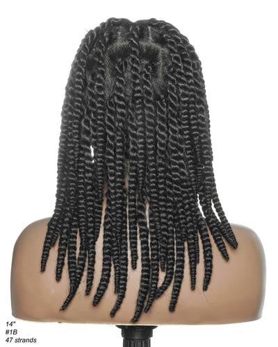 14" Soft Jumbo Twist Pre Bleached Human Hair Lace Base HD Full Lace Braided Wig