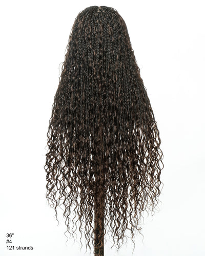 Kiki -  36"  Pre Bleached Swiss HD Lace Boho Box Braided Wig