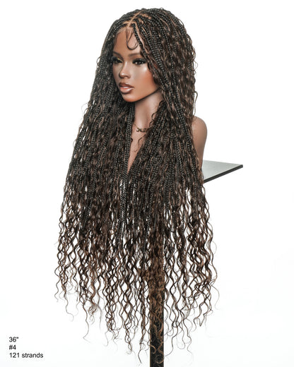 Kiki -  36"  Pre Bleached Swiss HD Lace Boho Box Braided Wig