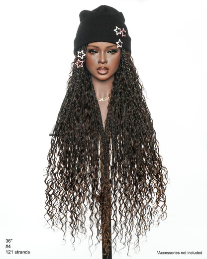 Kiki -  36"  Pre Bleached Swiss HD Lace Boho Box Braided Wig