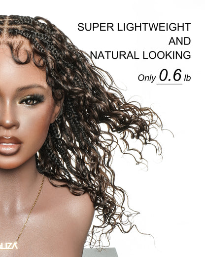 Kiki Wear & Go Real Glueless Swiss HD Full Lace Human Hair Boho Box Braided Wig With C Cap Design And Stretchable Lace