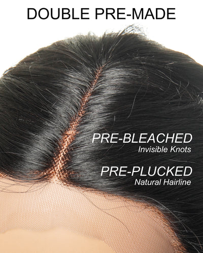 Bobrina 100% Human Hair Glueless Pre Bleached Knots Deep Wave Wig - Pre Plucked（US only）