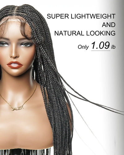 Swiss HD Full Lace Knotless Micro Box Braided Wig 36" 200 Strands