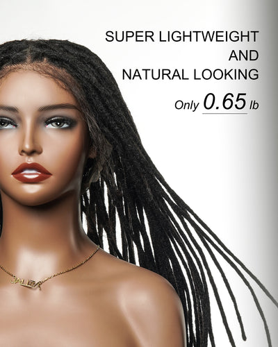 100% Human Hair Dreadlock Pre Bleached HD Full Lace Wig 100 Strands