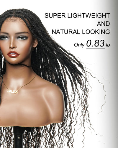 100% Human Hair Salon-level Pre Bleached HD Full Lace Knotless Boho Locs Wig 100 Strands