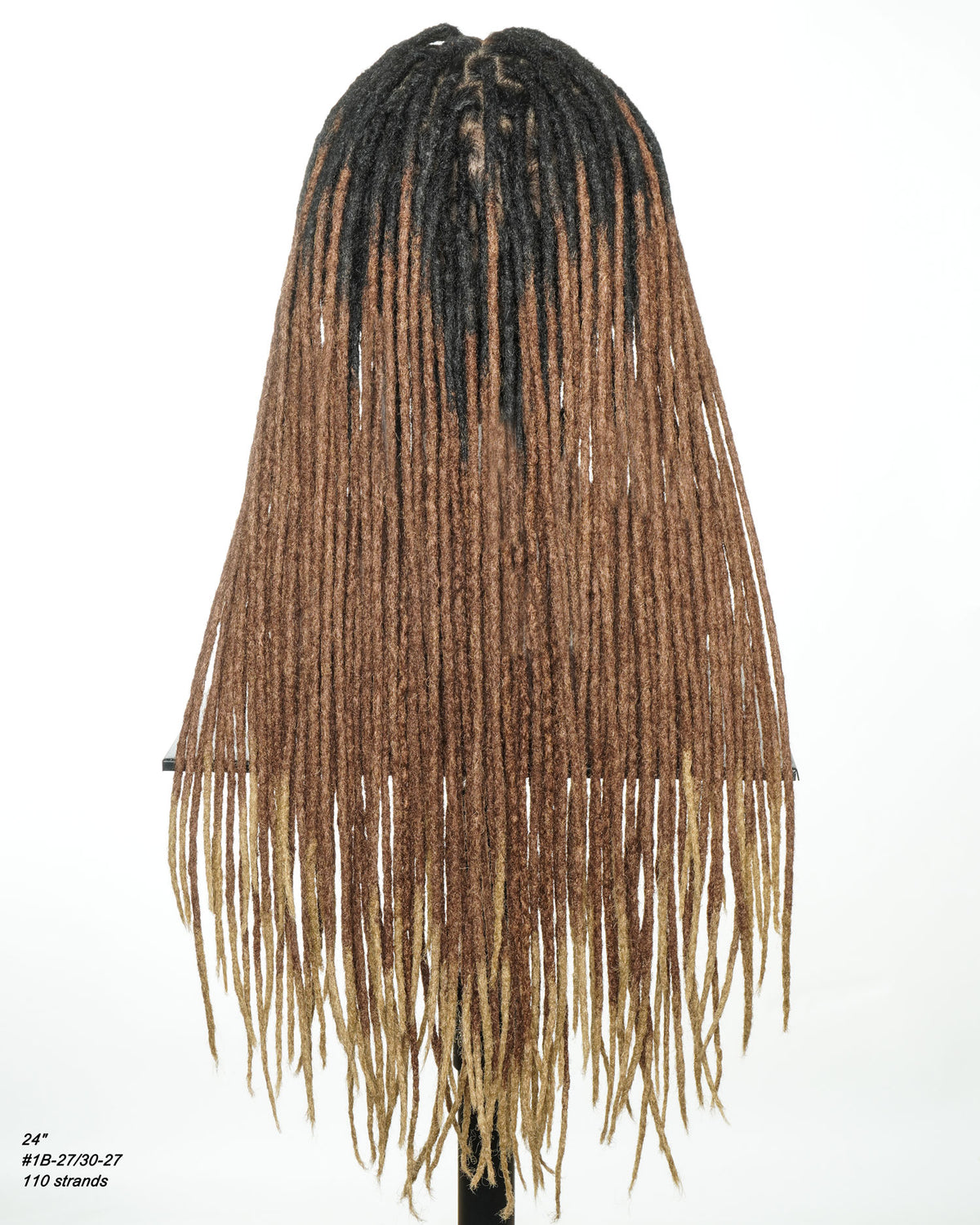 JALIZA 24 inch Ombre Faux Locs Pre Bleached Swiss HD Full Lace Braided Wig (Mannequin - Back View)