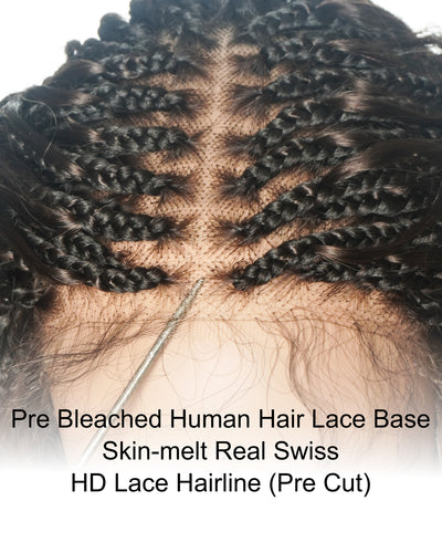 Michelle 16"-26" #4 Human Hair Body Wave Pre Bleached Swiss HD Full Lace Braided Wig