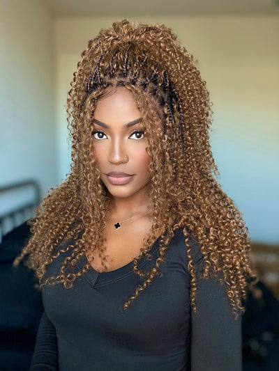 Lulu - Small Head Friendly Glueless Curly Boho Braided Wig (Small Cap Size for Petite Head)