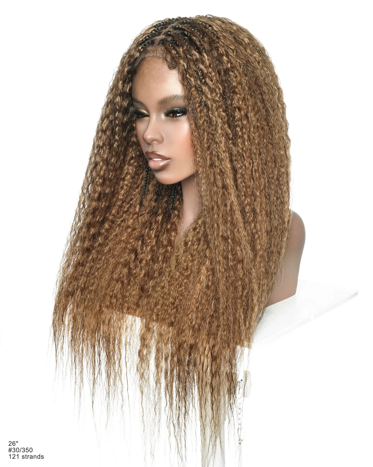 Makeda -  Kinky Straight 100% Premium Human Hair Curls Ultra Full Boho Box Braided Wig