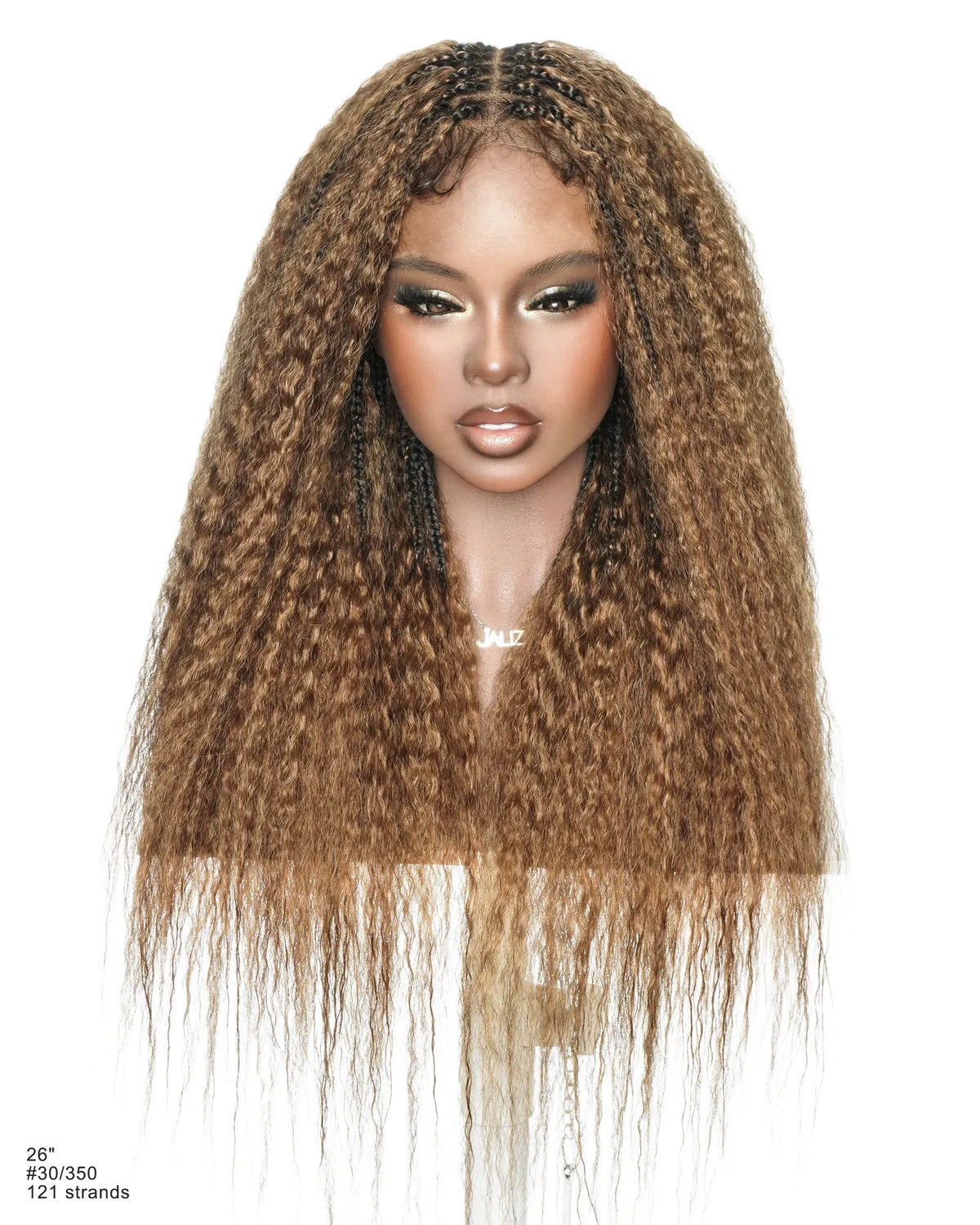 Makeda -  Kinky Straight 100% Premium Human Hair Curls Ultra Full Boho Box Braided Wig