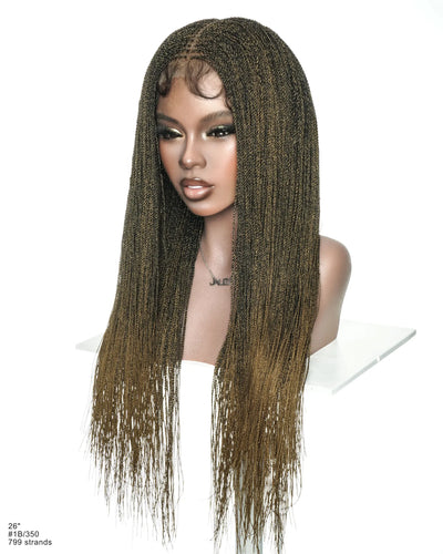 Mica - Micro Senegalese Twist Pre Bleached Swiss HD Full Lace Knotless Braids Wig 799 Strands