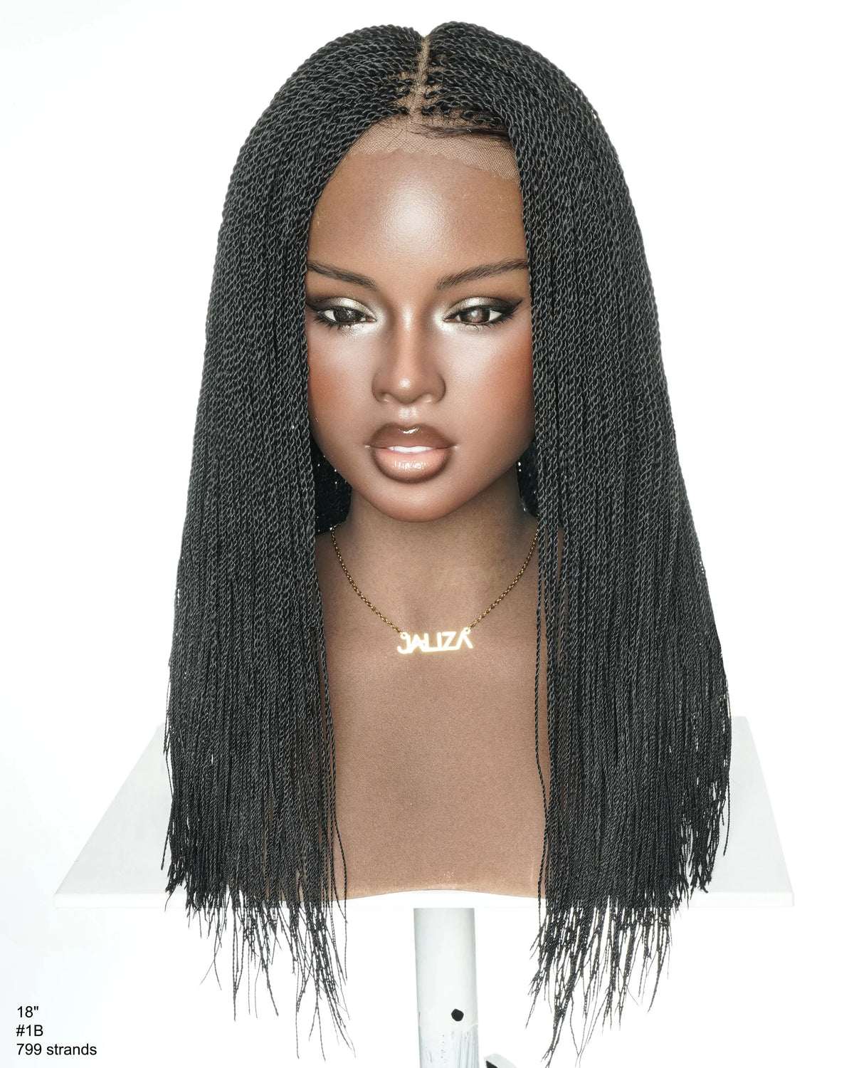 Peluca trenzada sin nudos Mica - Micro trenzas senegalesas pre-decoloradas suizas HD de encaje completo, 799 hebras