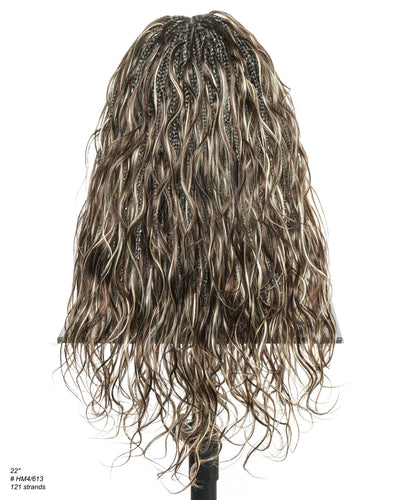 Michelle - Salon-Style Glueless Miracle Braided Wig Pre-Bleached Swiss HD Full Lace Boho Box Braids Bora Bora Human Hair Body Wave Curls