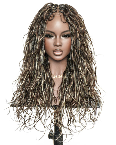 Michelle - Champagne Swirl Blonde Blend #4/613 Miracle Braids Boho Box Braided Wig