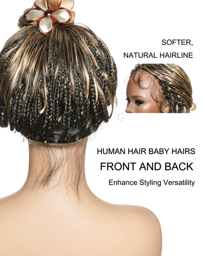 Michelle - Bora Bora Human Hair Body Wave Pre Bleached HD Full Lace Boho Box Braided Wig