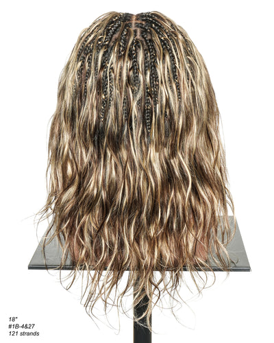 Michelle - Salon-Style Glueless Miracle Braided Wig Pre-Bleached Swiss HD Full Lace Boho Box Braids Bora Bora Human Hair Body Wave Curls