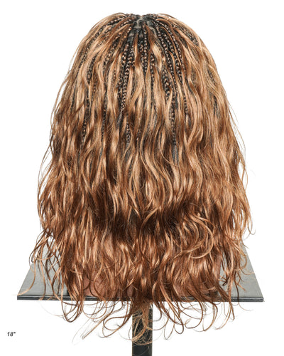 Michelle - Salon-Style Glueless Miracle Braided Wig Pre-Bleached Swiss HD Full Lace Boho Box Braids Bora Bora Human Hair Body Wave Curls