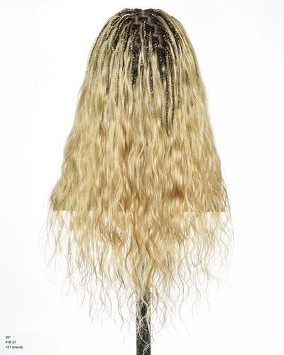 Michelle - Salon-Style Glueless Miracle Braided Wig Pre-Bleached Swiss HD Full Lace Boho Box Braids Bora Bora Human Hair Body Wave Curls