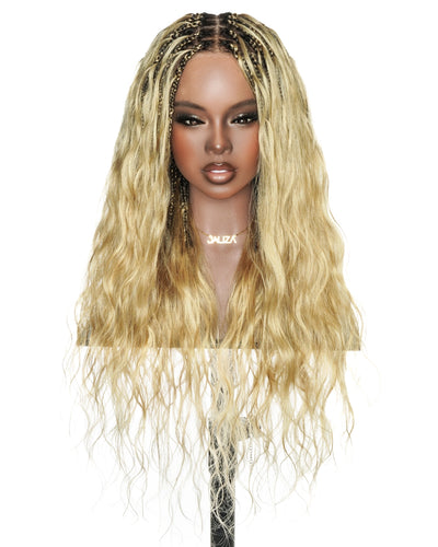 Michelle  Salon-Style Honey Blond Glueless Boho Box Braided Wig