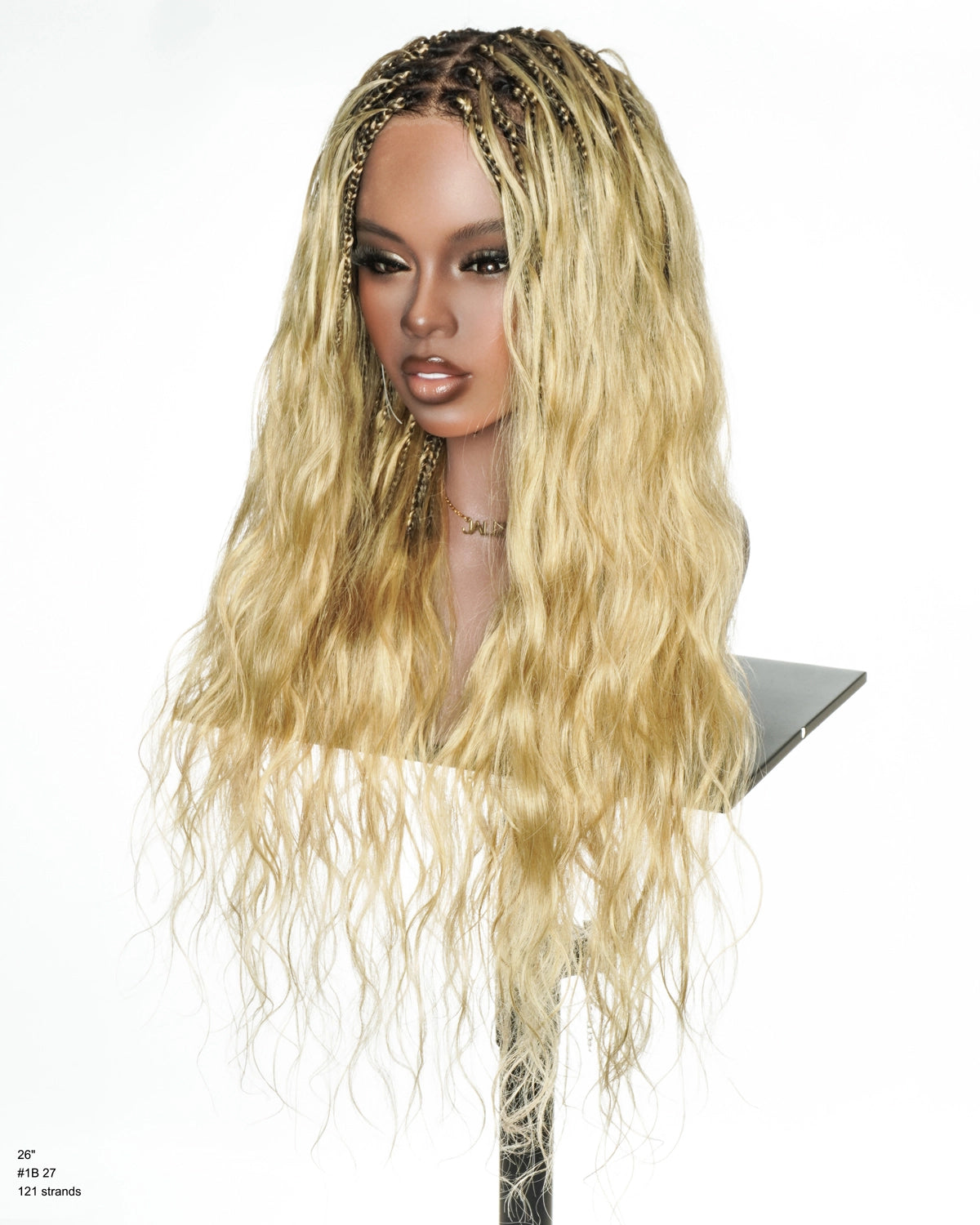 Michelle - Salon-Style Glueless Miracle Braided Wig Pre-Bleached Swiss HD Full Lace Boho Box Braids Bora Bora Human Hair Body Wave Curls