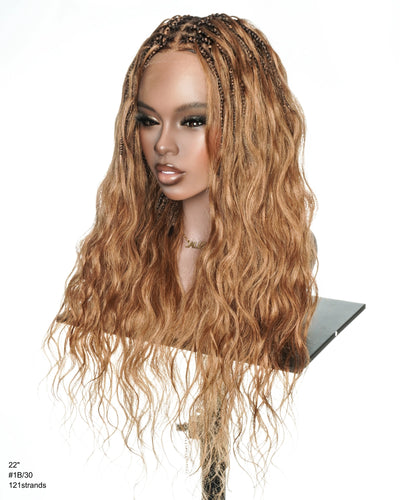 Michelle - 22" Ombre Brown Glueless Boho Box Braided Wig