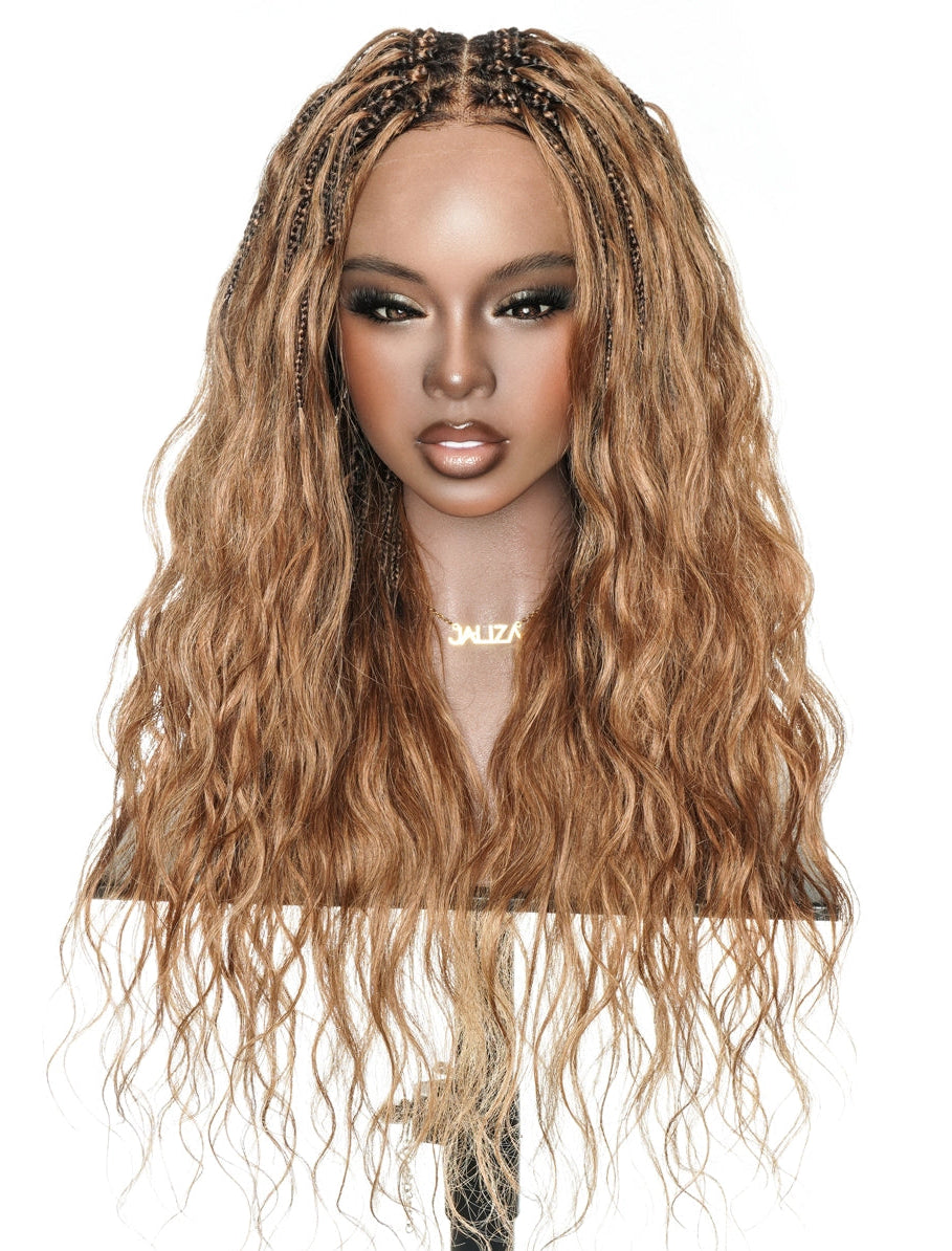 Michelle - 22" Ombre Brown Glueless Boho Box Braided Wig