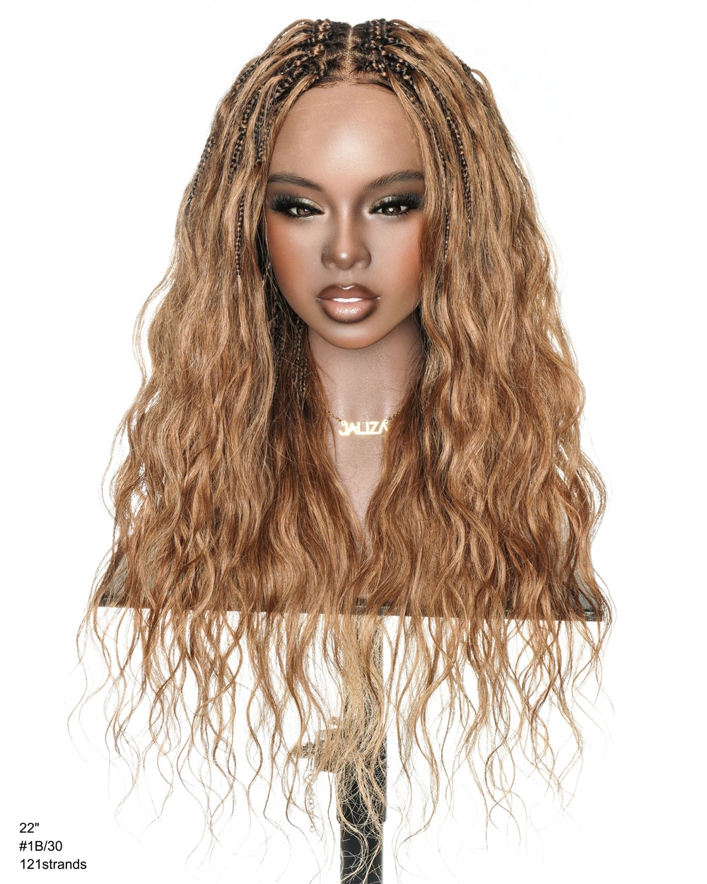 Michelle - 22" Ombre Brown Glueless Boho Box Braided Wig